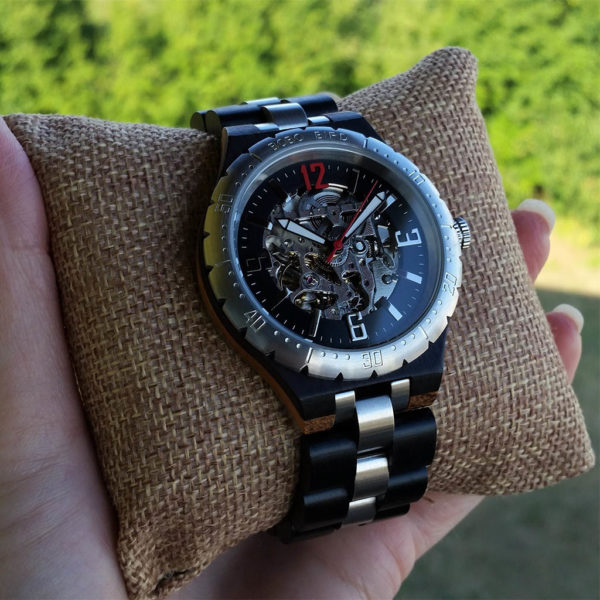 Mechanické drevené hodinky ABSOLUT BLACK