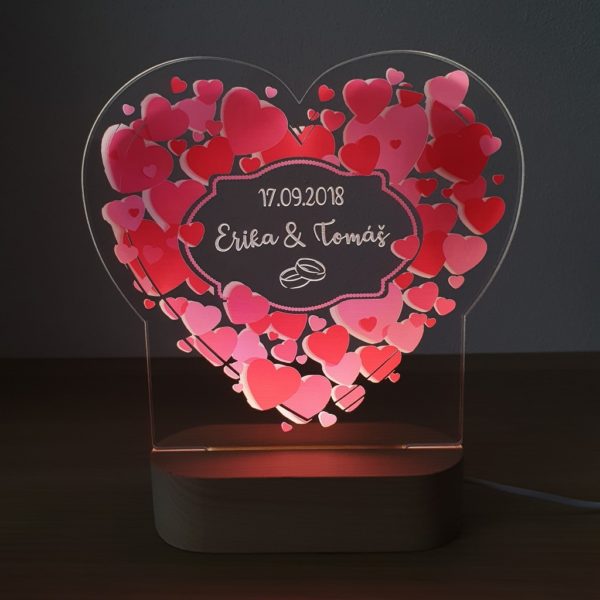 LED lampa s vlastným venovaním Srdce