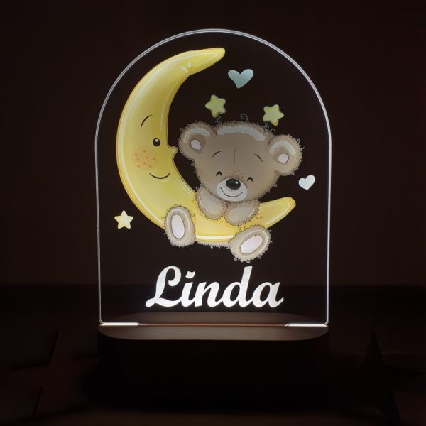 Detská nočná lampa s vlastným menom Medvedík
