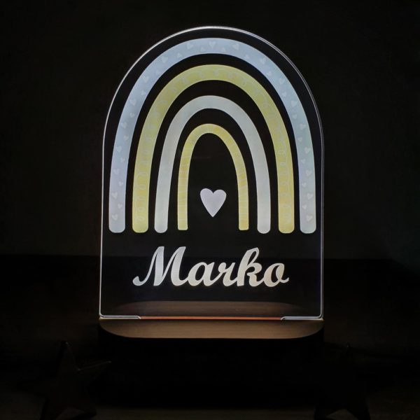 Detská nočná lampa s vlastným menom Dúha IV.