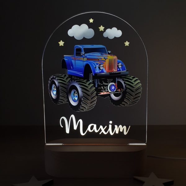 Detská nočná lampa s vlastným menom "Monster truck"