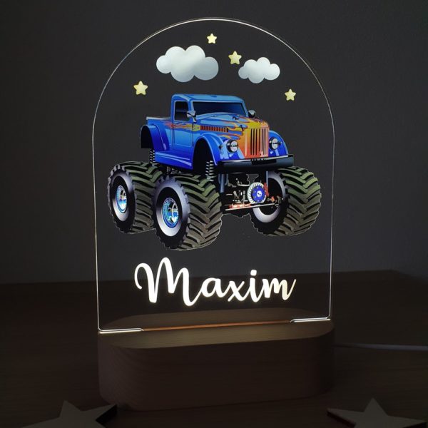 Detská nočná lampa s vlastným menom "Monster truck"