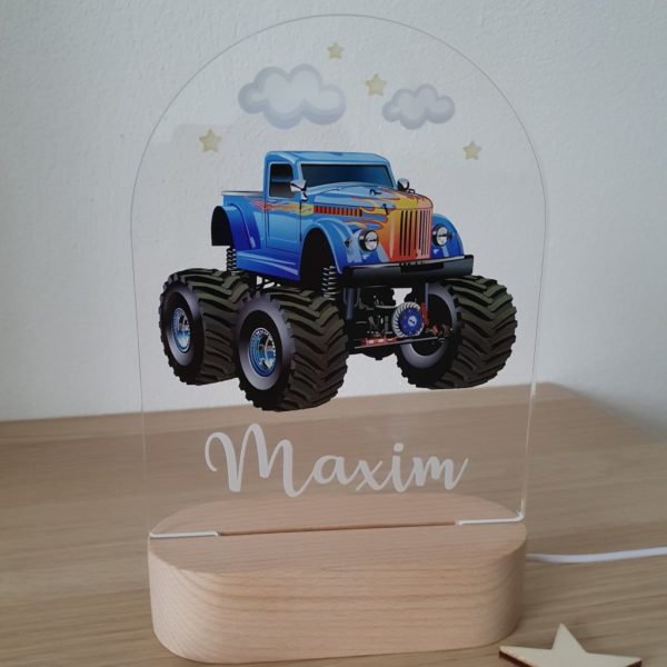 Detská nočná lampa s vlastným menom "Monster truck"