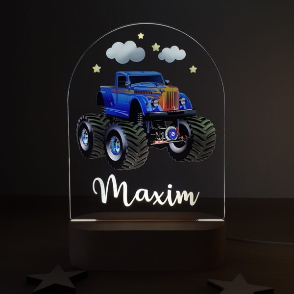 Detská nočná lampa s vlastným menom "Monster truck"