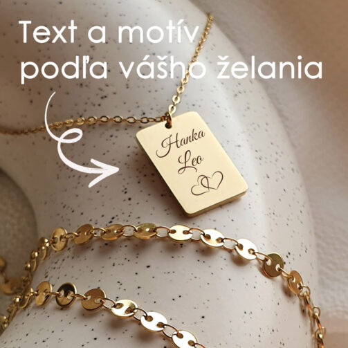 personalizovaný náhrdelník s gravírovaním textu alebo motívu podľa želania