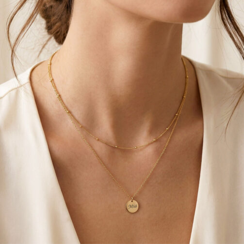 elegantný vrstvený set náhrdelníkov GRACE s gravírovaným medailónom z chirurgickej ocele