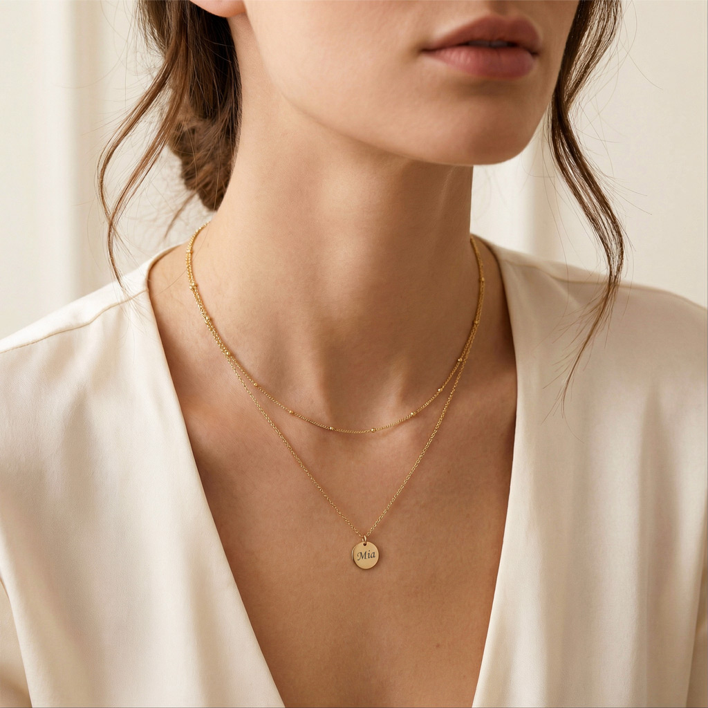 set-nahrdelnikov-grace-elegantny-personalizovany-set-6-vini vrstvený set náhrdelníkov GRACE z chirurgickej ocele s personalizovaným medailónom